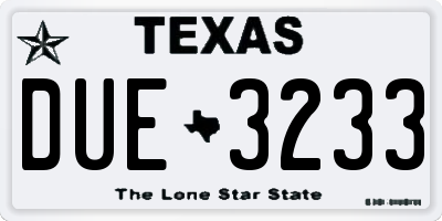 TX license plate DUE3233