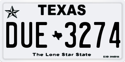 TX license plate DUE3274