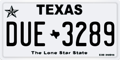TX license plate DUE3289