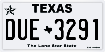 TX license plate DUE3291
