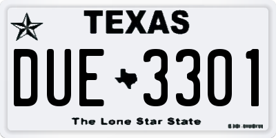 TX license plate DUE3301