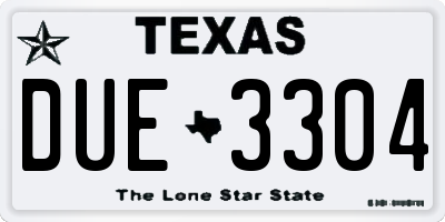 TX license plate DUE3304