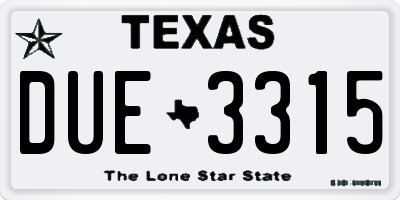 TX license plate DUE3315