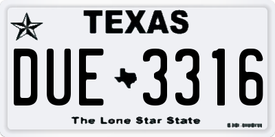 TX license plate DUE3316