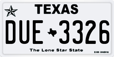 TX license plate DUE3326