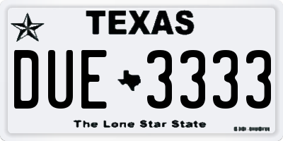 TX license plate DUE3333