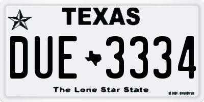 TX license plate DUE3334