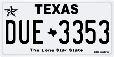 TX license plate DUE3353