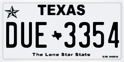 TX license plate DUE3354