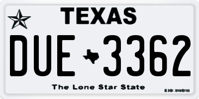 TX license plate DUE3362