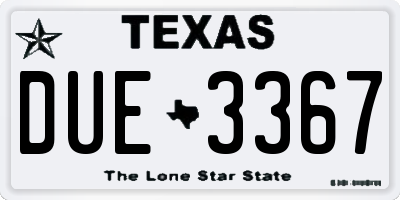 TX license plate DUE3367