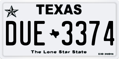 TX license plate DUE3374