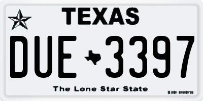 TX license plate DUE3397