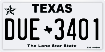 TX license plate DUE3401