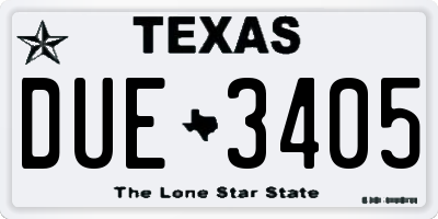 TX license plate DUE3405