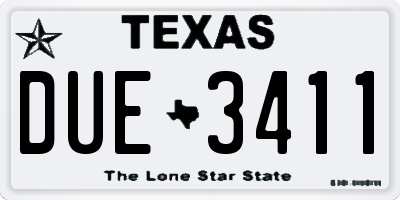 TX license plate DUE3411