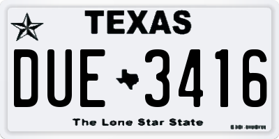 TX license plate DUE3416