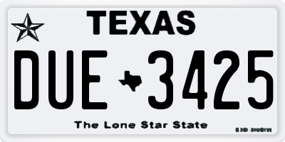 TX license plate DUE3425