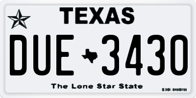 TX license plate DUE3430