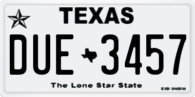 TX license plate DUE3457