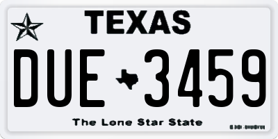 TX license plate DUE3459