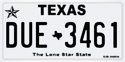 TX license plate DUE3461