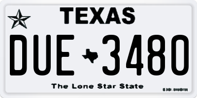 TX license plate DUE3480