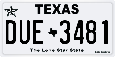 TX license plate DUE3481