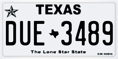 TX license plate DUE3489