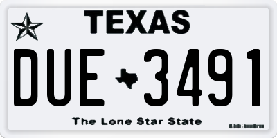 TX license plate DUE3491