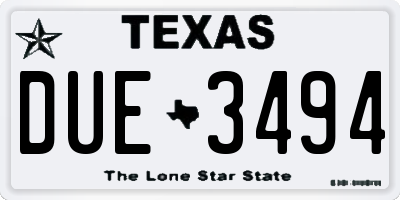 TX license plate DUE3494