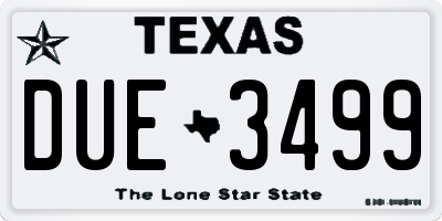 TX license plate DUE3499