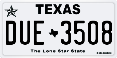 TX license plate DUE3508
