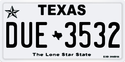 TX license plate DUE3532