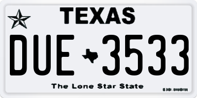 TX license plate DUE3533