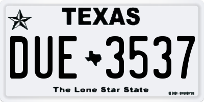 TX license plate DUE3537