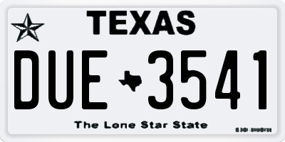 TX license plate DUE3541