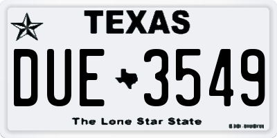 TX license plate DUE3549