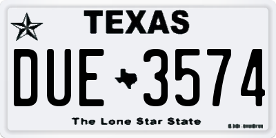 TX license plate DUE3574
