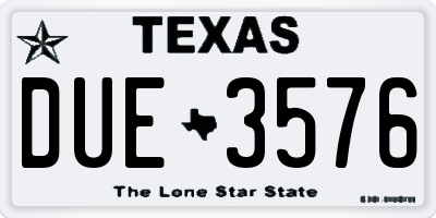 TX license plate DUE3576