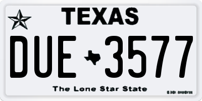TX license plate DUE3577