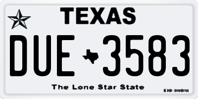 TX license plate DUE3583