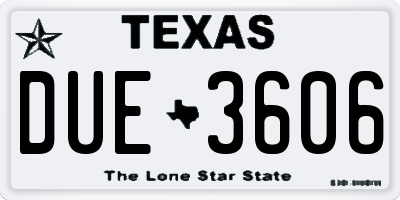 TX license plate DUE3606