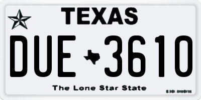 TX license plate DUE3610