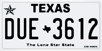 TX license plate DUE3612
