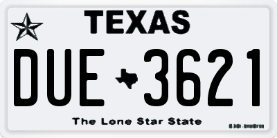 TX license plate DUE3621