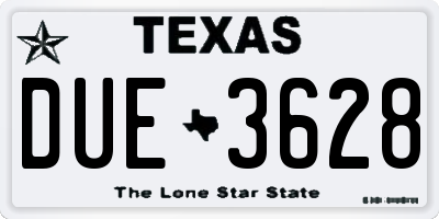 TX license plate DUE3628