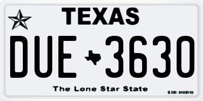 TX license plate DUE3630