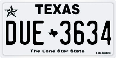 TX license plate DUE3634