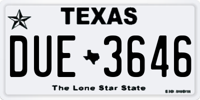 TX license plate DUE3646